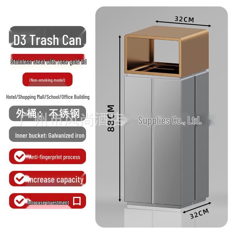 Large Capacity Stainless Steel Ashtray Trash Can for Hotels, Offices, Corridors, Elevators, and Outdoor Use