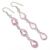 Natural Pink Kunzite Gemstone 925 Sterling Silver Jewelry Earring 2.99" AEE-11288