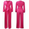 Chic and Comfortable European and American Style V-neck Tie-back Pressed Pleated Plus Size Jumpsuit for Women In Summer