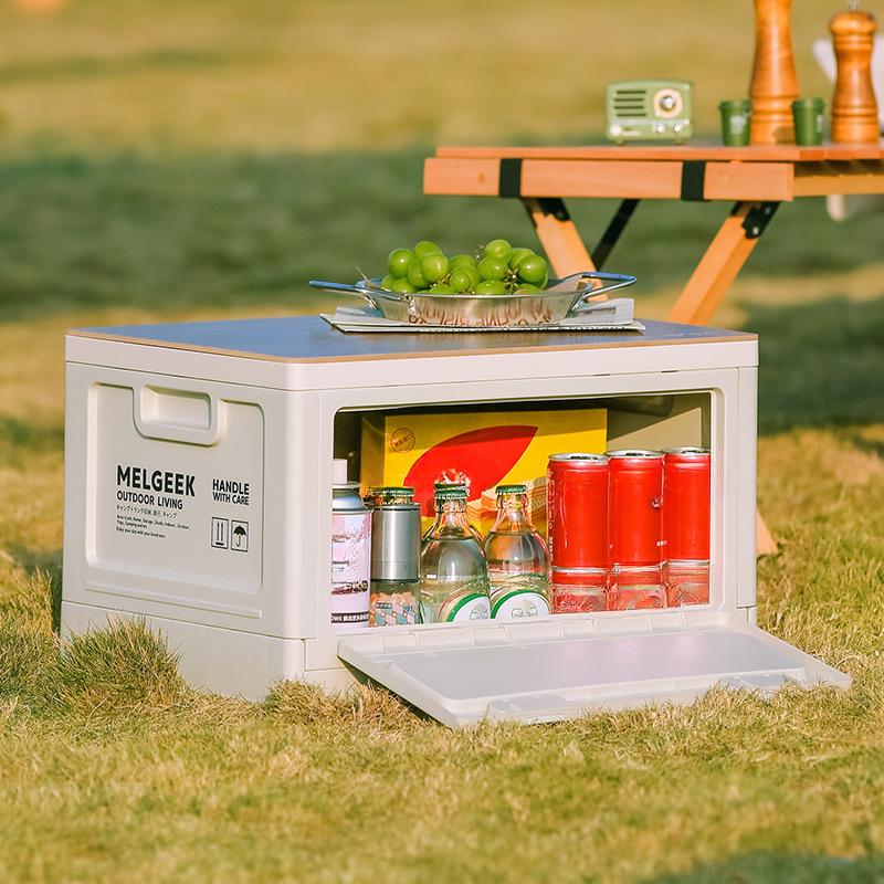 Outdoor Storage Box Camping Folding Box Camping Storage Box Car Trunk Wooden Lid Industrial Wind Storage Box