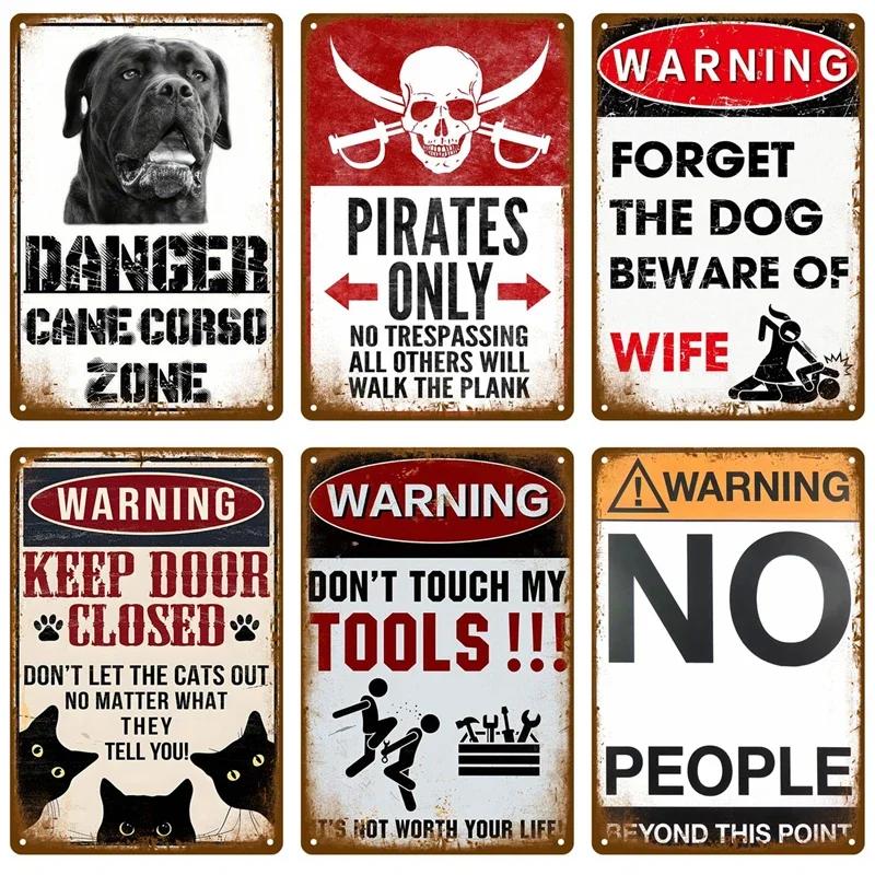 Caution Tin Sign Warning Vintage Metal Plaque Metal Sign For Bar Pub Garage Cafe Club Man Cave Home Wall Decor Mural Plate Art