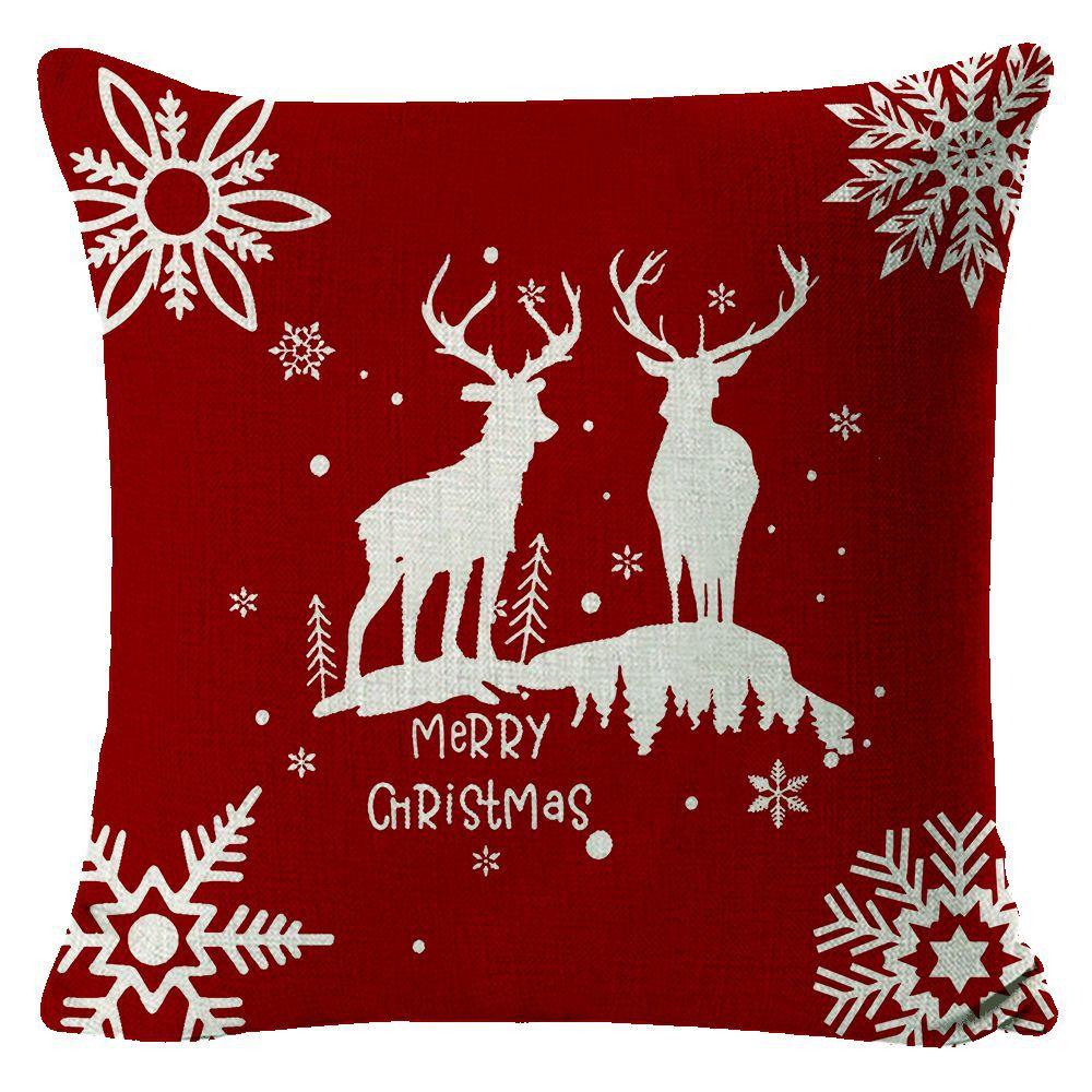 New Christmas Pillow Cover Elk Linen Print Pillow Cushion Cover Sofa Decorative Cushion