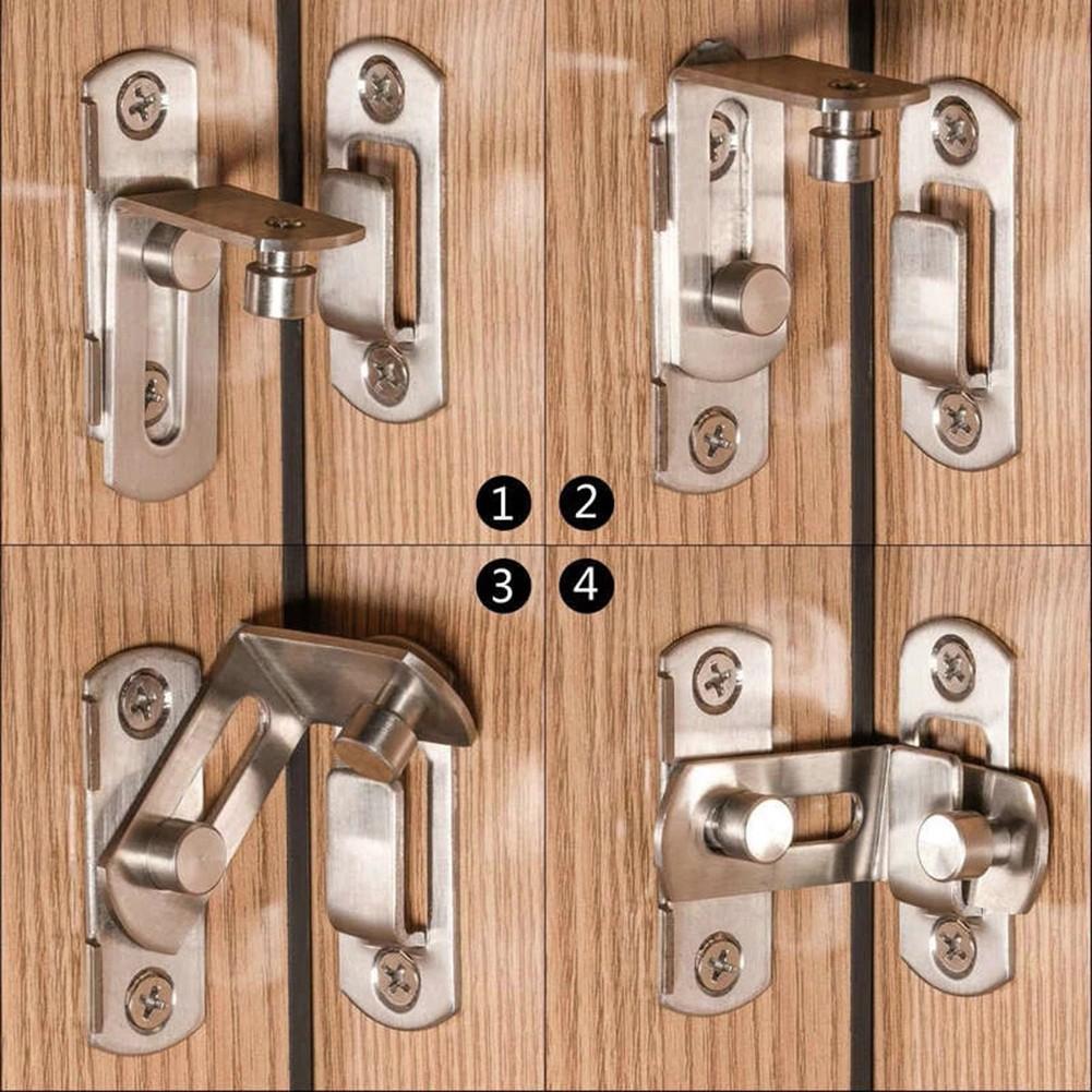 Right Angle Door Latch Hasp 90 Degree Sliding Lock Latch Anti-theft Door Bolt Stainless Steel Cabinet Furniture Lock Hardware