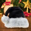 Gorro de Papá Noel de Felpa Llamativo Ampliamente Usado Negro Suave Gorro de Papá Noel Navideño para el Hogar