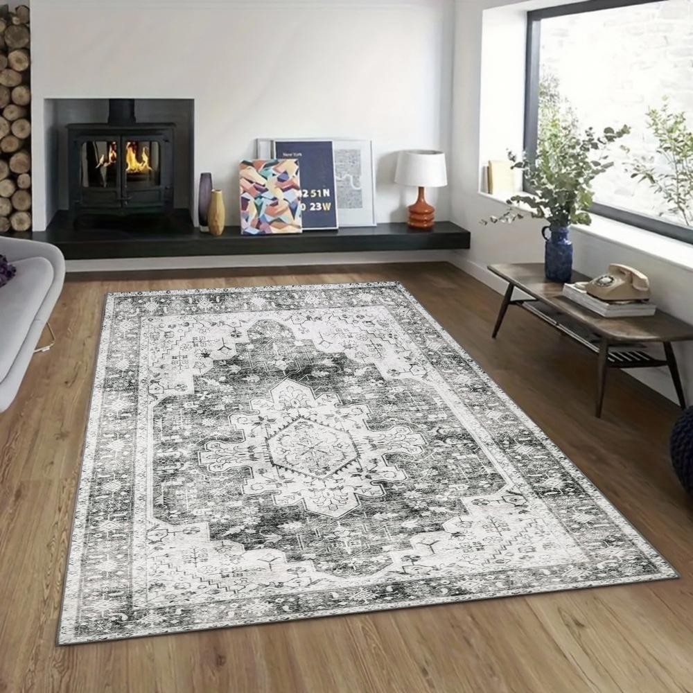 Paisley Area Rug, Bohemian Oriental Pattern Carpet for Living Room , Non-Slip Medallion Floor Mat Entryway Music Room Decor