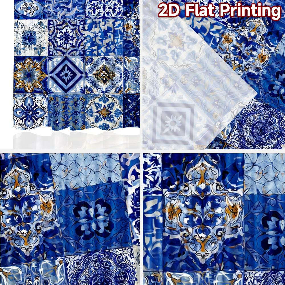 2pcs, 2D FLAT PRINTING Curtains (Without Rod) Pattern Mosaic(1) Festive Fashion Curtains Versatile Durable Polyester Curtains