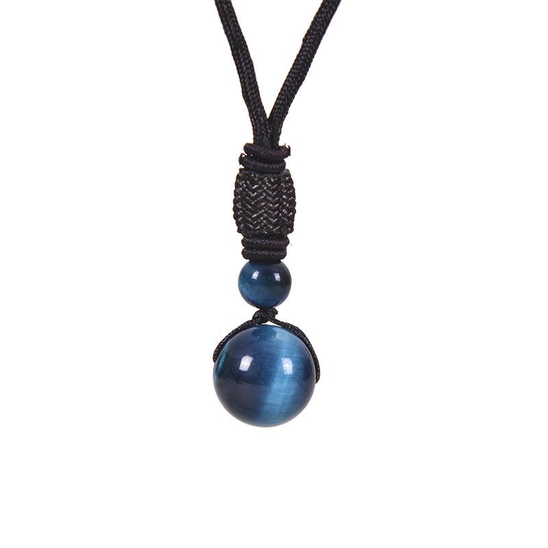 Collier Pendentif Rétro Mode Oeil de Tigre & Améthyste Tissé à la Main pour Femmes