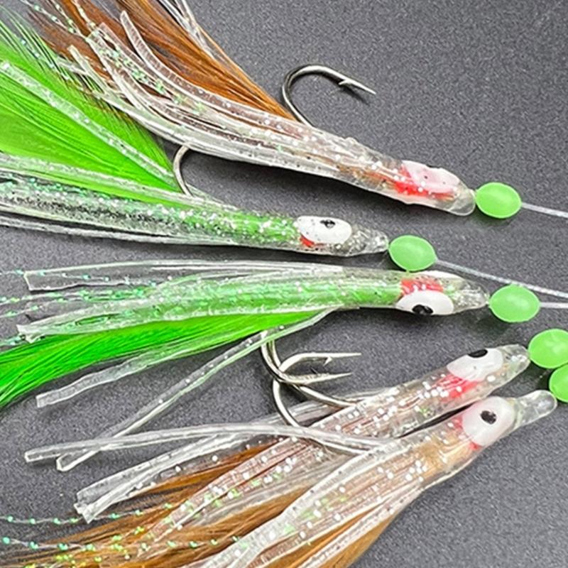 Fishing Feather Baits Rigs Fishing Lures Saltwater Freshwater Fishing Baits Rigs with String Hook Lures Tackle Jigs
