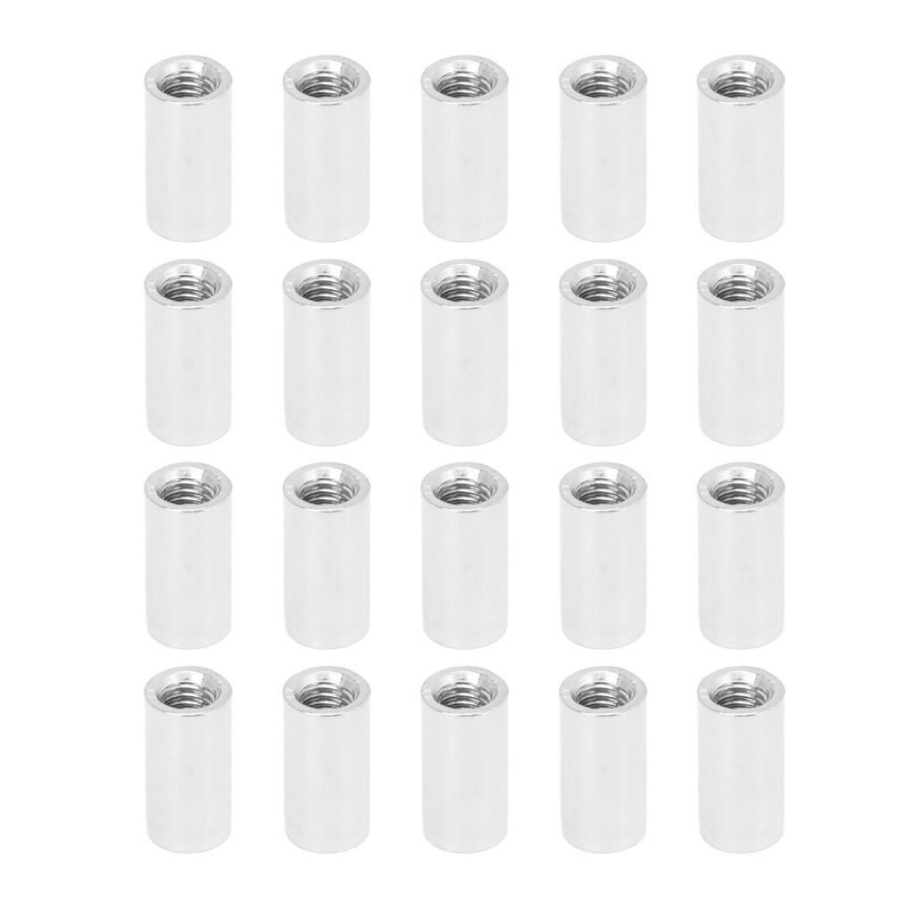 20PCS Round Coupling Nut Kit M6 X 1.0 10 L20mm Stainless Steel Female Thread Connection Nut for Indoor