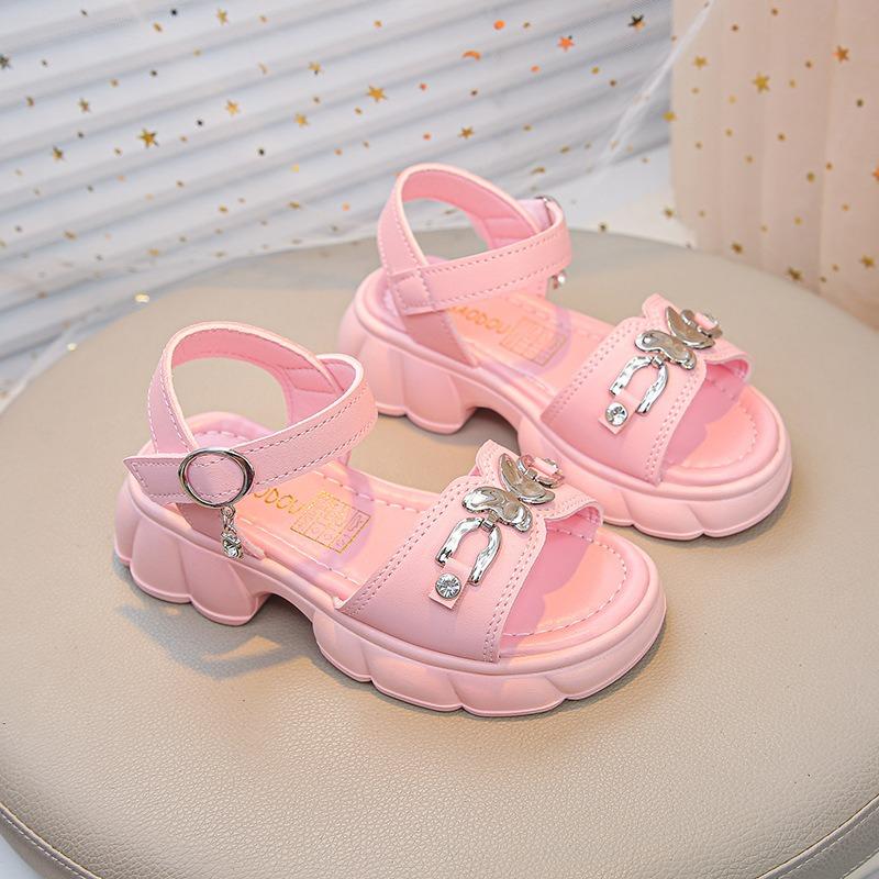 Cool Sandals for Girl Soft-Sole Height-Increasing Casual Sandals for Outdoor Wear Butterfly Graphic Cute Girl Shoes
