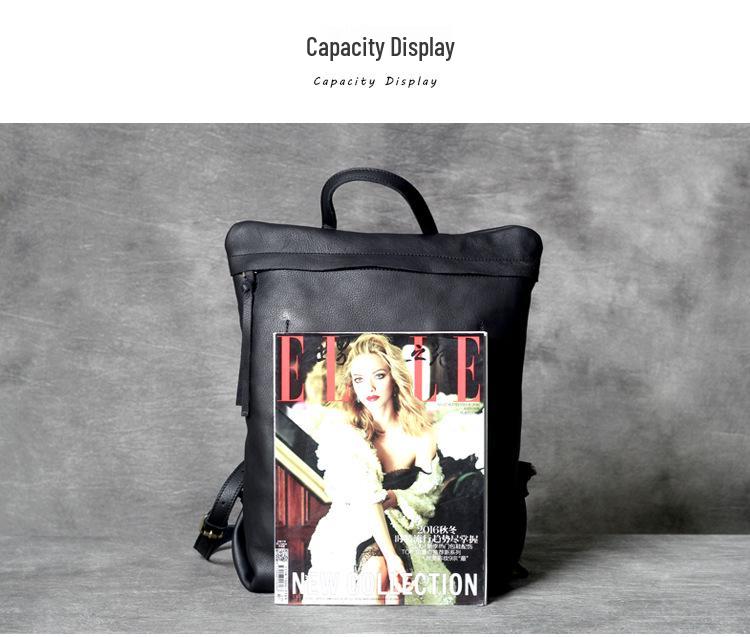 Genuine Cowhide Leather Minimalist Backpack: Handmade, Simple, Versatile Design for Men and Women.