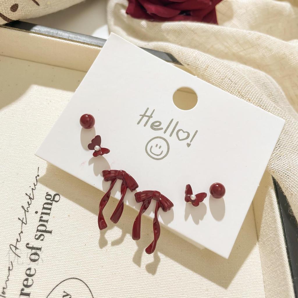 Elegante rote Angora Schleifenohrringe: Exquisites, Süßes, Vielseitiges Accessoire für Herbst und Winter