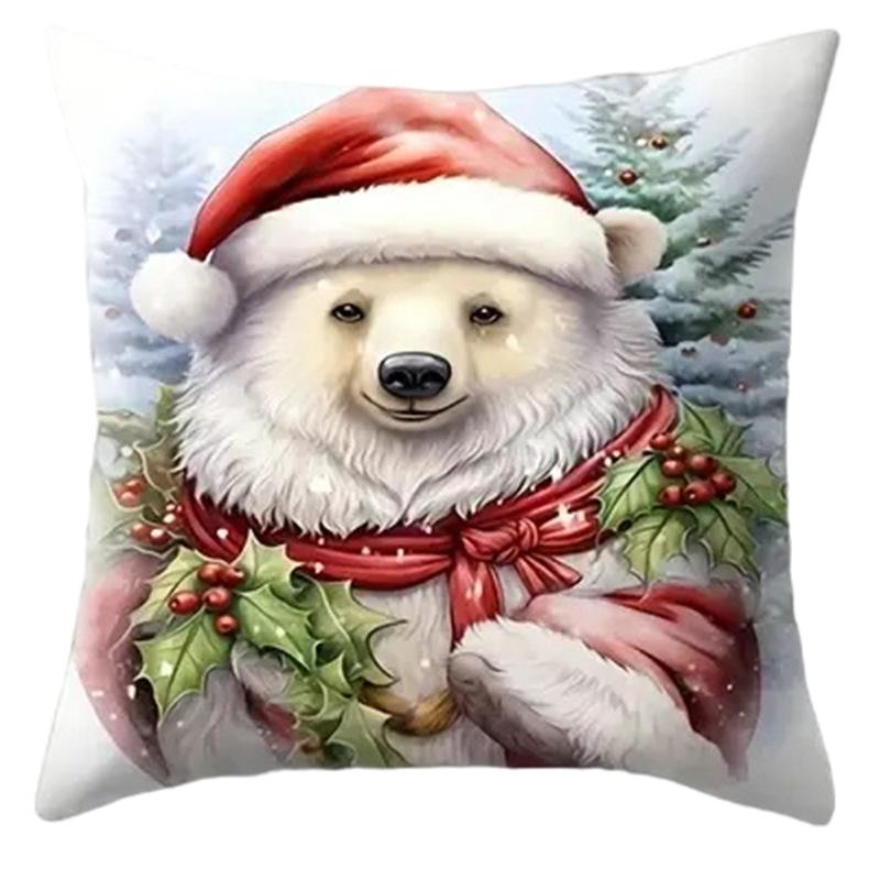 Nordic Christmas Animal Pillow Decoration Sofa Pillow Case Pillow Bedroom White Bear Snowman Cushion Pillow Case