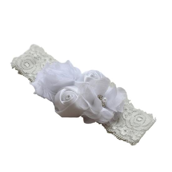 Krásná krajka s květem růže do vlasů Čelenka do vlasů pro novorozence