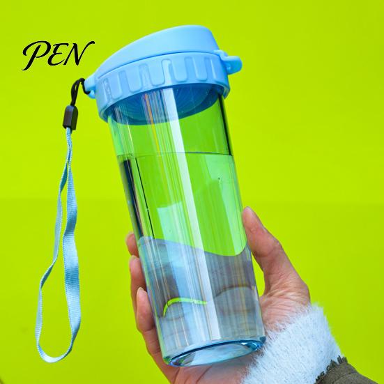 Hot Cold Drink Beverage Container Transparent Water Cup, Portable Plastic Bottle, with Strap Bottle Handle, Clear Heat-resistant Drinkware, for School