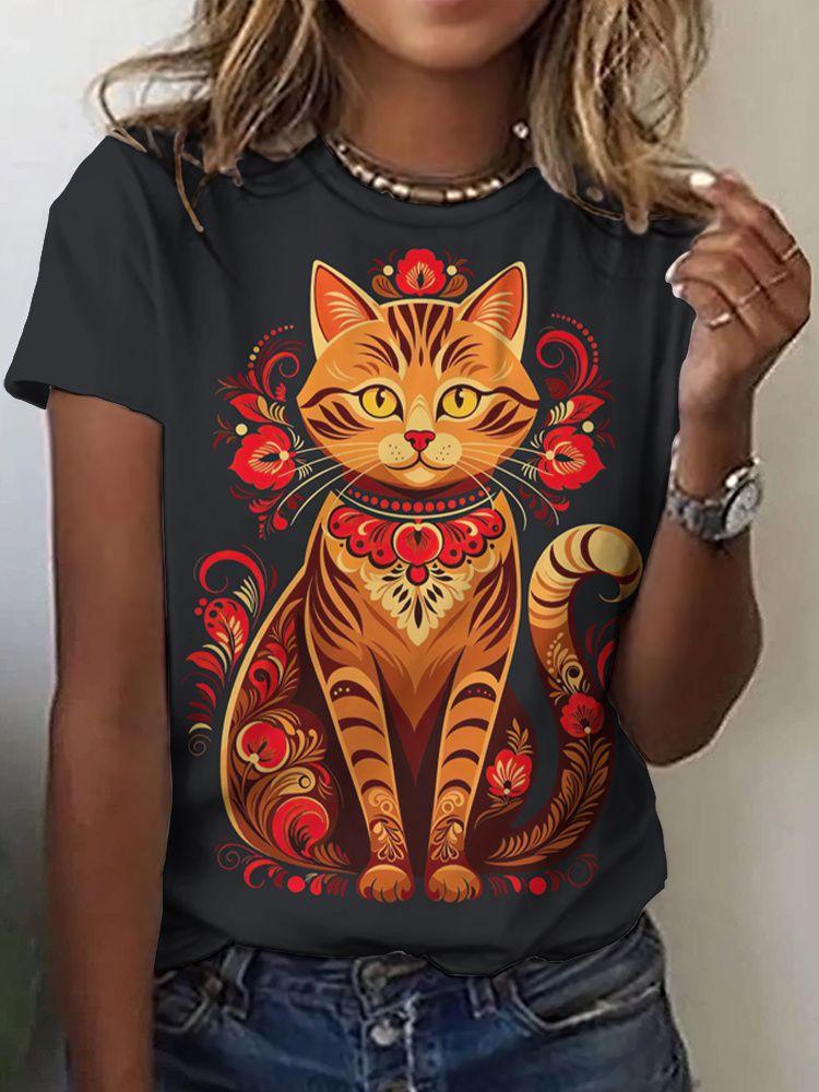 Summer Ethnic Floral 3D Print T-Shirts Women's Streetwear Round Neck Short Sleeve T Shirt Tees Harajuku Y2K Tops Female Clothing