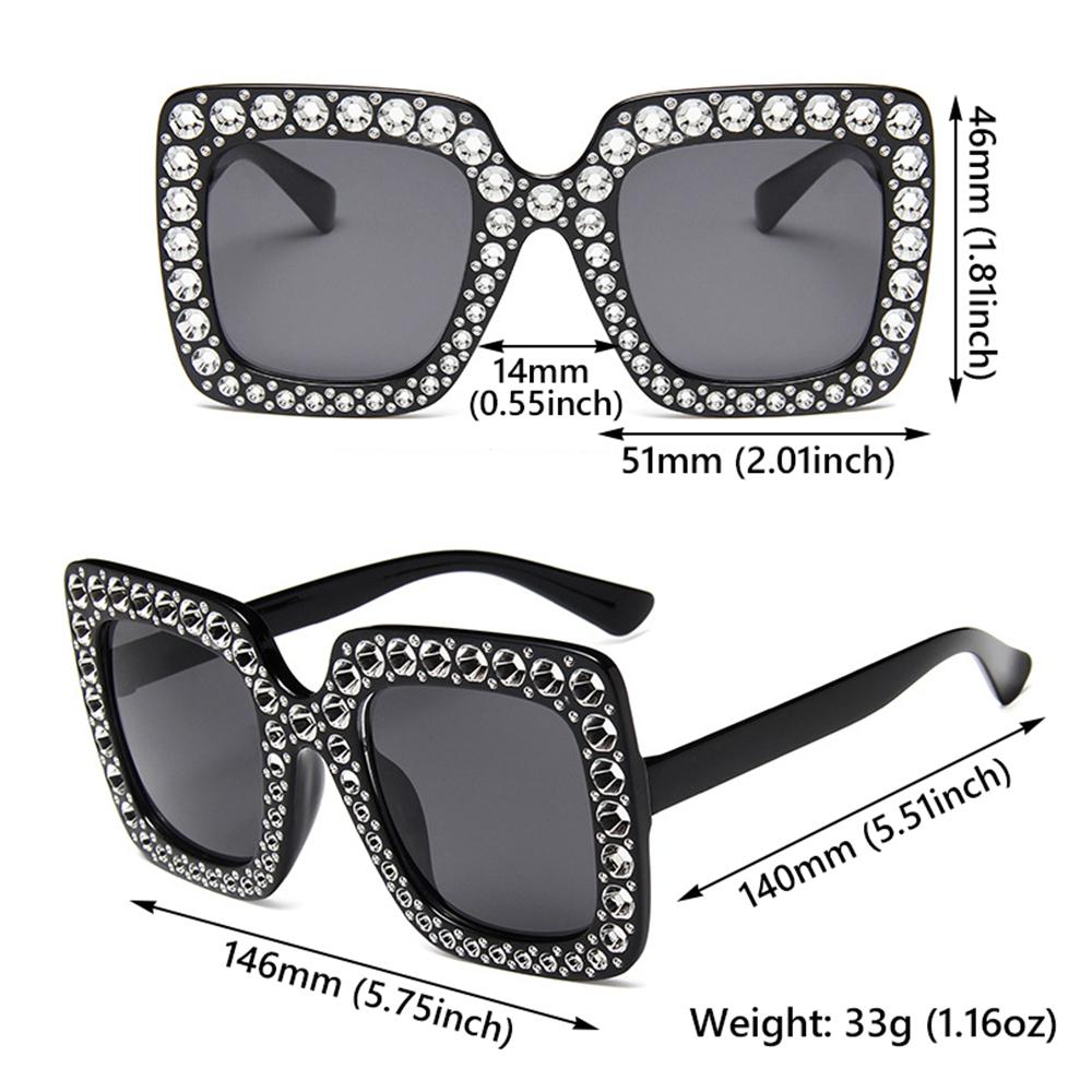 Lunettes de soleil surdimensionnées en cristal Lunettes de soleil carrées tendance pour femmes Lunettes rétro UV400