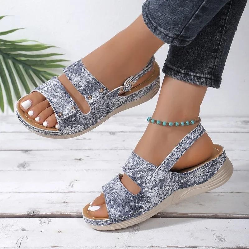 Summer Hot Sale Women's Shoes 2024 High Quality Fashion Women's Sandals Color Block Open Toe Slip-On Flat Women's Sandals