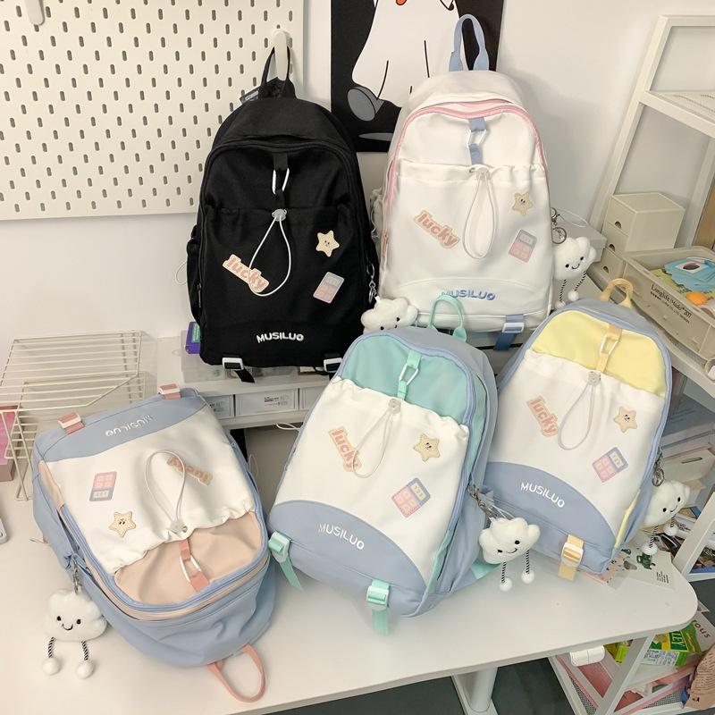 Schoolbag Schoolbag for Girls, Sweet Style, New High School Students, Large Capacity Backpack, Small Fresh Contrasting Color Girl Backpack