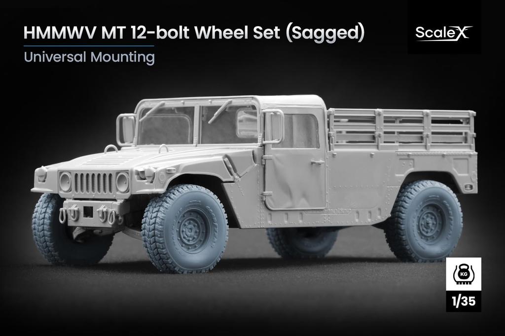HMMWV MT Wheel Set Plastic Model Parts SCXWM35004S Scale-X 1/35 Weight-Deformed Set, 12-Bolt Type, 5-Piece (for ICM/Academy Models) (Military Vehicle)