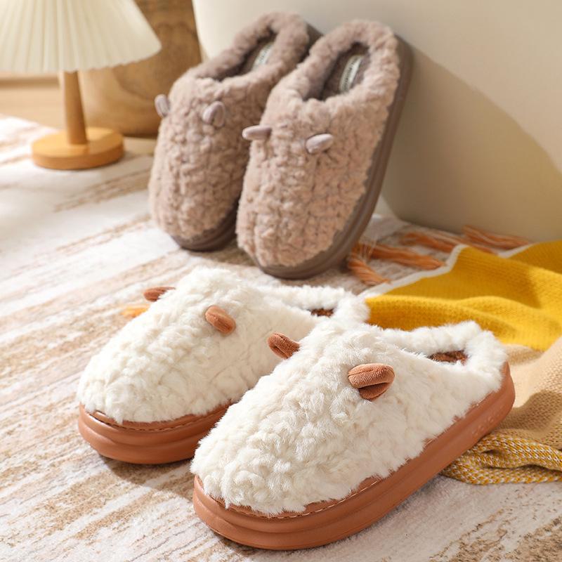 New Cartoon Style Warm Cotton Slippers: Non-Slip Plush for Men & Women - Perfect for Autumn & Winter