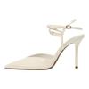Zara Pu Elegant Fashionable Exquisite Open-Back Stiletto Heels 10Cm Women Heels White 12217510001