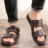 2024 Summer Leather Beach Men Sandals Shoes Big Size Leather Men's Sandals Soft Comfort Outdoor Walking Man Footwear
