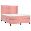Sommier tapissier - Maison Exclusive - 140x200 cm - Velours rose - Matelas à ressorts ensachés - LED inclus