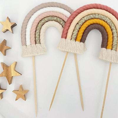 Cake Decoration Boho Braided Rainbow Birthday Cake Topper Baby Shower Wedding Rainbow Cake Tools  Home Party Decor Supplies