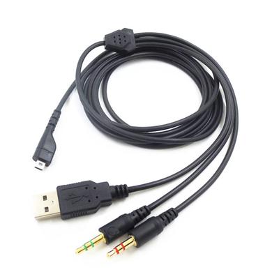 Svart 3-i-1 Hörlurskabel Ljudkabel för Arctis Spelheadset för SteelSeries 3/5/7/Pro