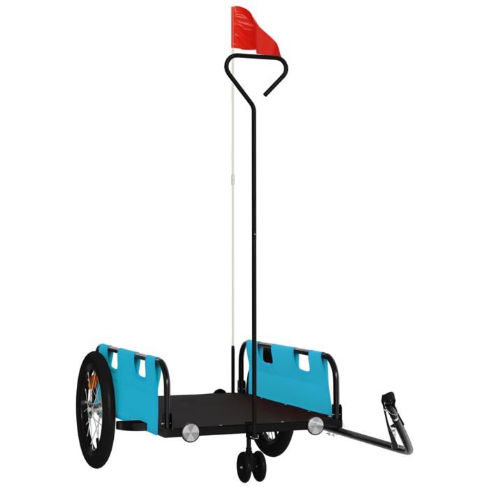 VidaXL Bicycle Trailer, Transport Cart with Hitch Bar, Bicycle Trailer with Flag for Luggage, Blue 94191