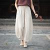 Johnature Vintage Women Bloomers Pants Solid Color Autumn Loose Trousers Elastic Waist Soft Female Ankle-length Pants