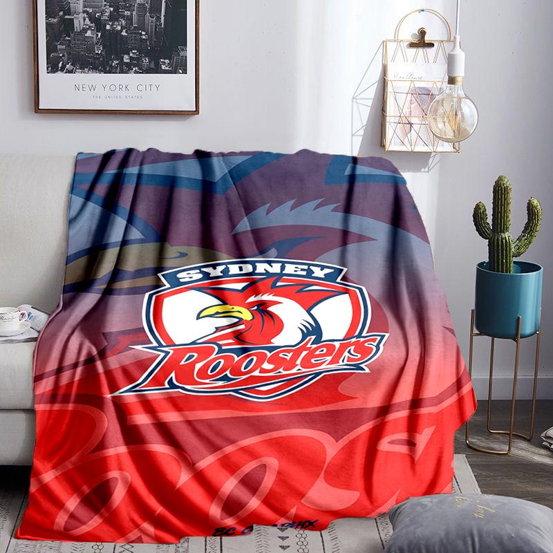 Sydney Roosters Team Spirit Blanket Flannel Throw for Sofa, Indoor, Camping, Living Room, Office, Chair, And Bed Soft Birthday Gift