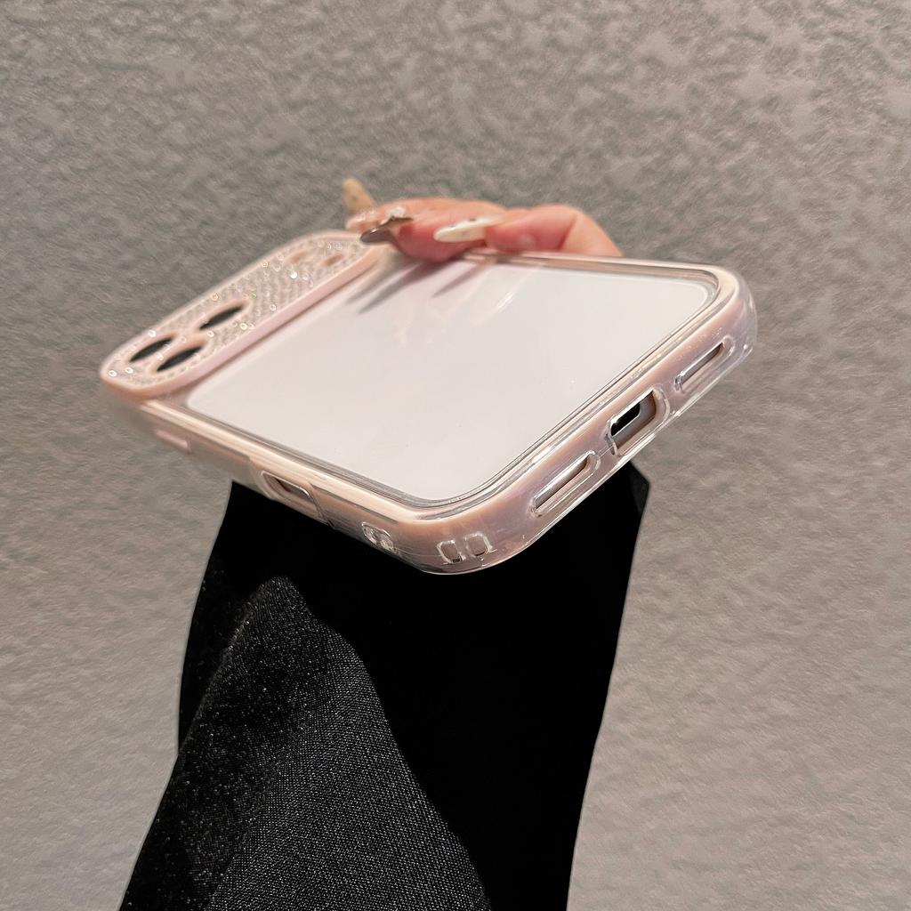 Diamond Camera Lens Transparency Phone Case for iPhone 17 16 15 14 13 Pro Max TPU + Acrylic Shockproof Protection Cover