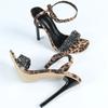 Fashion Eilyken Design Style Leopard Print Buckle Strap Women Sandals Street Style Sequin Cloth PVC Transparent Thin High Heels  Shoes