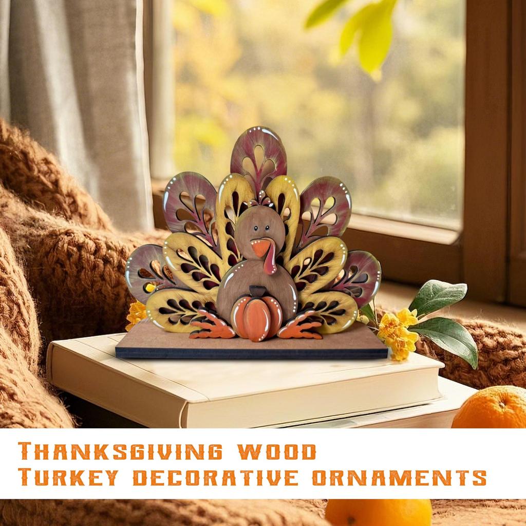 Thanksgiving Wooden Turkey Decoration Ornament