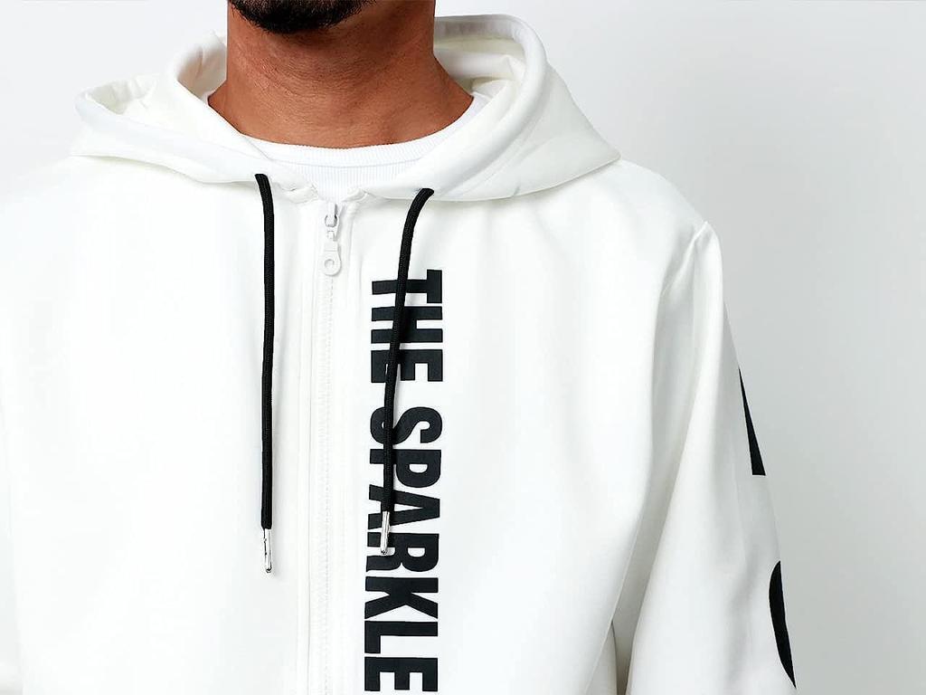 Jersey Oberteil und Hose Set Logo Print Setup Homewear Loungewear [Soleil Doll] Herren M-5L (4L, Weiß)