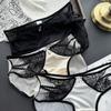 Ladies Spring Summer Light Luxury Premium Sense Bright Face Mesh Hollowed Out Ice Silk Lace Panties
