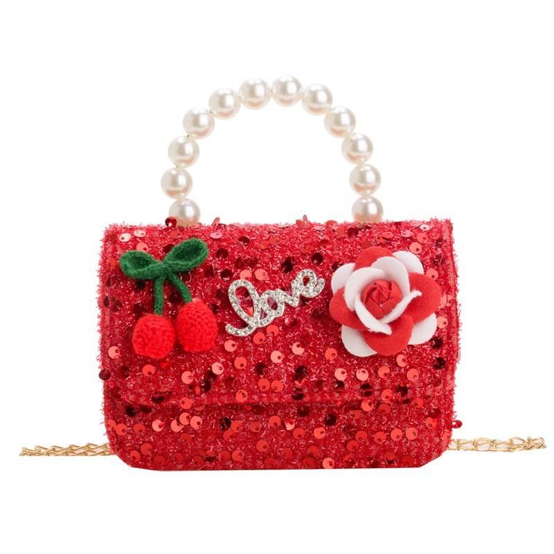 Whimsical Pu Handbag For Kids With Eyecatching Bows And Charming Elements Floral