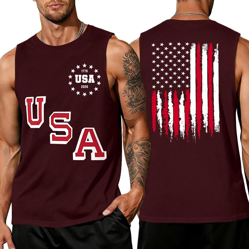 Men 4th Of Shirts USA Muscle Sleeveless Shirt Patriotic Tank Tops