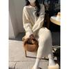 Women's Lapper Sweater Dress Midi Loose Thickened Over-the-Knee Sweater Dress
