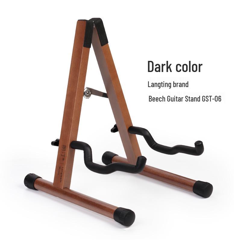 Solid Beech Wood Guitar Stand - Foldable Vertical Stand for Folk, Classical, Bass, and Electric Guitars