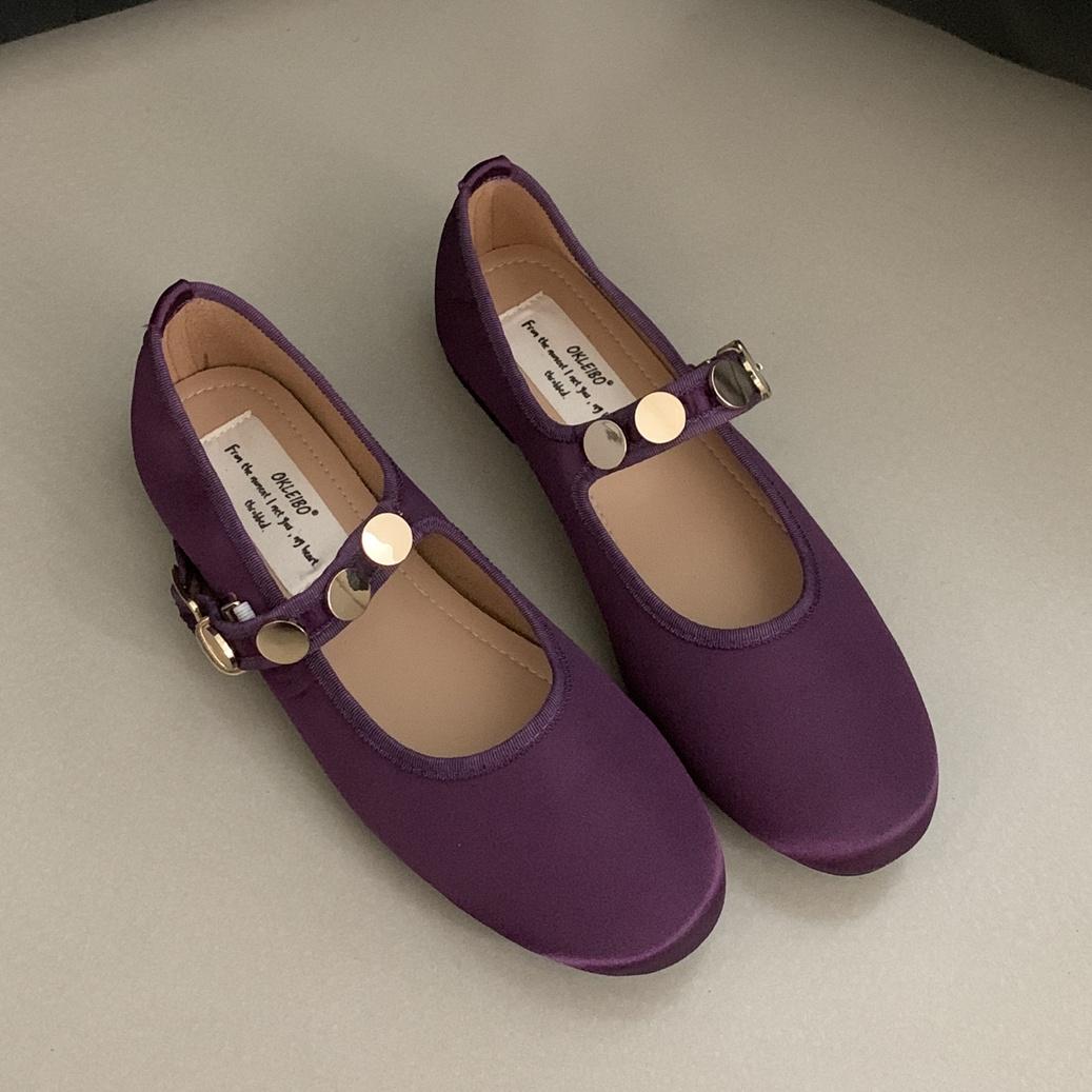 

Fashion Bailamos 2024 Autumn Women Flats Fashion Shallow Ladies Mary Jane Shoes Square Toe Soft Flat Heel Outdoor Casual Ballerina Shoes 39 фиолетовый