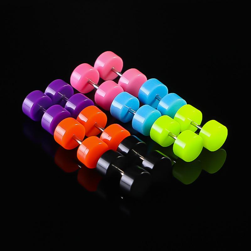 2Pcs Acrylic Dumbbell Round Piece Earrings Fresh and Lovely Earrings Barbell Piercing Jewelry