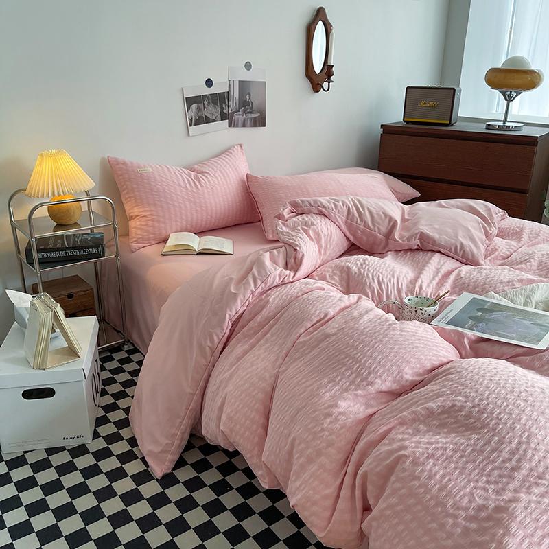 INS Solid Color Bedding Comforter Sets Duvet Cover Bedsheets Set Pillowcases Bedding Linens Set Queen/King Bed Edredones De Cama
