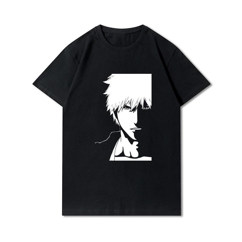 Plus Size BLEACH Kurosaki Ichigo Men T-Shirt Harajuku Cool Hip Hop Cotton T Shirts Casual Funny Tops Tees