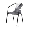Outdoor Patio & Balcony Dining Chair Set - Wrought Iron & Rattan Backrest Chairs