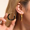 Qiong Yao European Style Circle Drip Oil Earrings, 18K Gold-Plated Stainless Steel, Hypoallergenic, Color-Retentive, Women's.