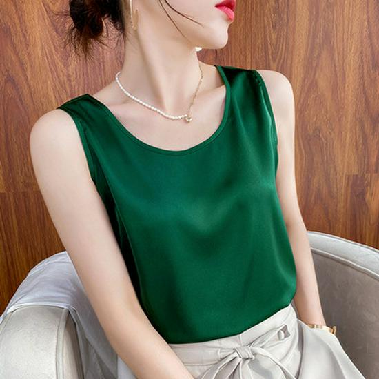 Dames Zomer Satijnen Zijden Camisole: Mouwloze Top, Basislaag van IJszijde, Veelzijdig Ondergoed of Bovenkleding