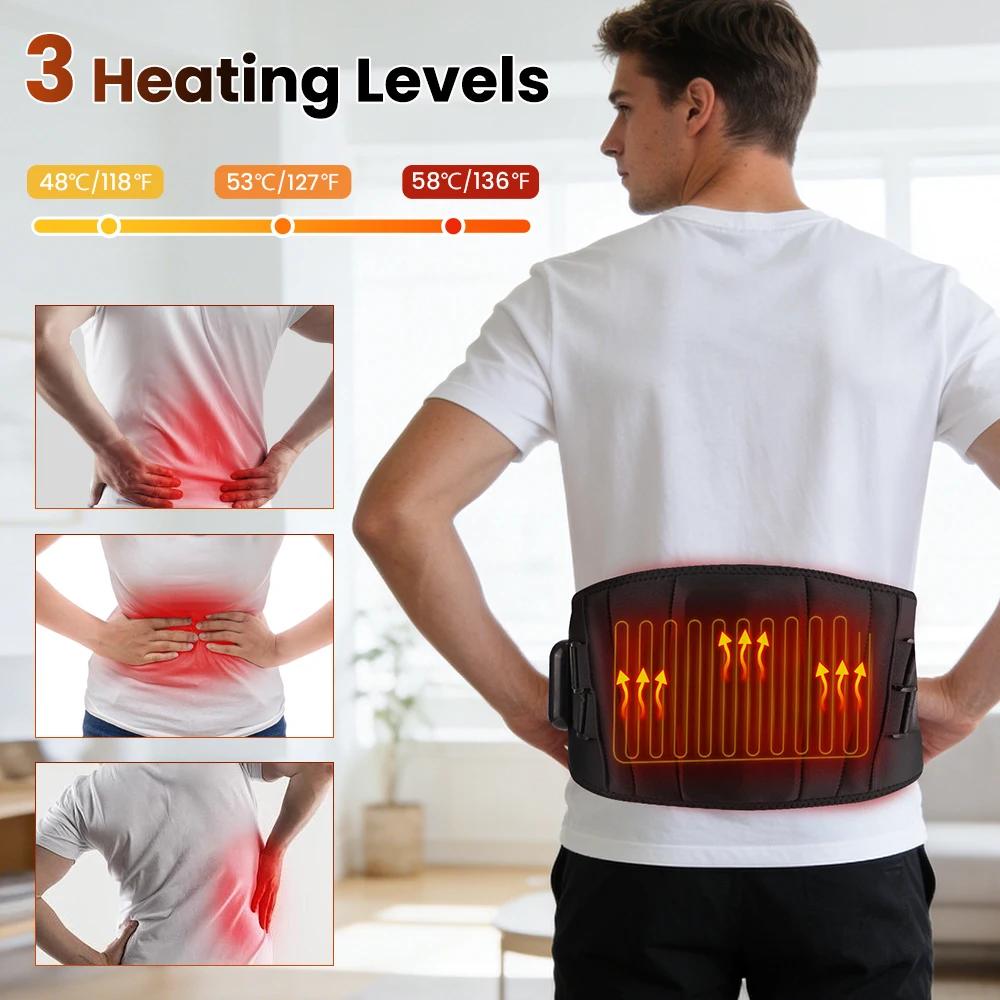 3-stufige Einstellung Upgrade Elektrische Heizung Taillenmassagegerät Stützgürtel Vibration Infrarot Heiße Kompresse Stützgürtel Rücken Entspannung